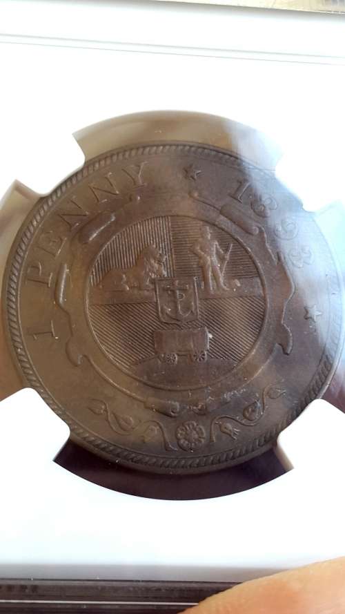 RARE 1893 ZAR PENNY GRADED AU 58 BN BY NGC