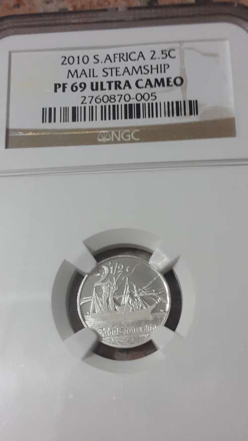 2010 RSA SILVER 2.5 CENTS MAIL STEAMSHIP GRADES PF 69 ULTRA CAMEO   BY NGC