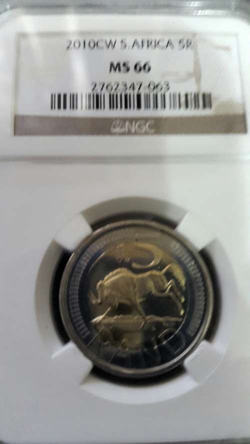 2010 COIN WORLD(OOM PAUL) RSA 5 RAND GRADED MS66 BY NGC