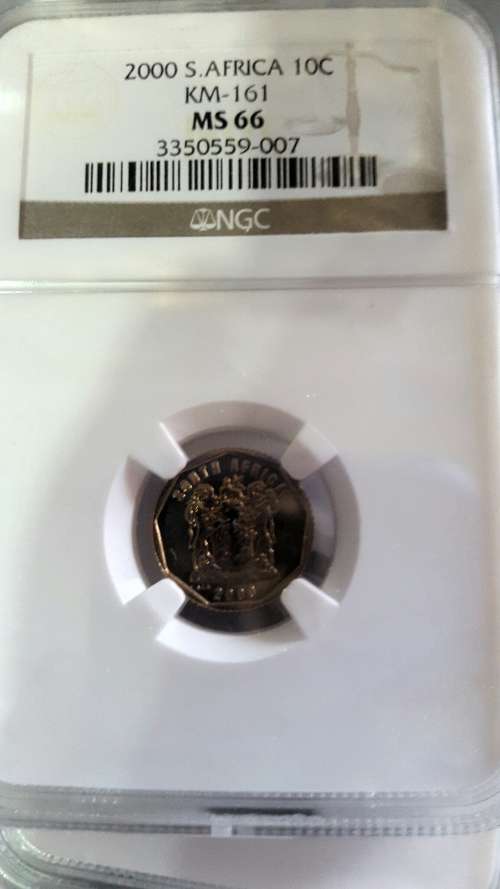 2000 RSA 10 CENTS GRADED MS66 BY NGC