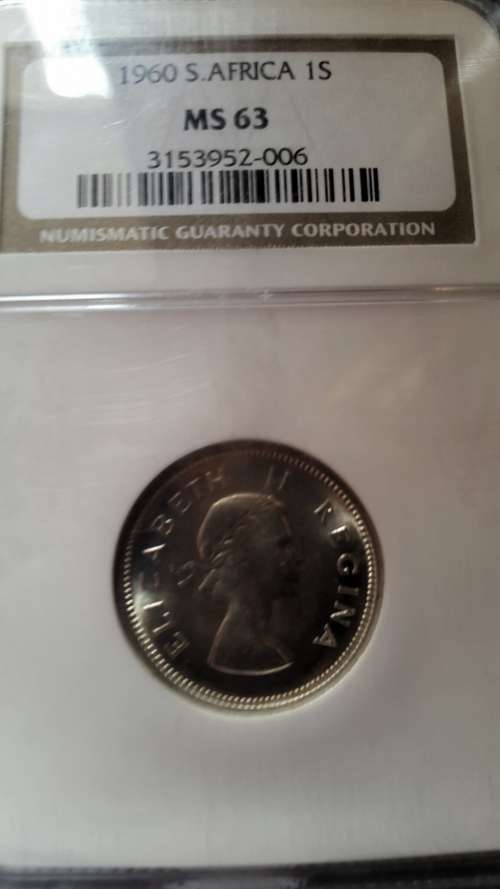 1960  UNION OF SA 1SHILLING GRADED MS63 BY NGC