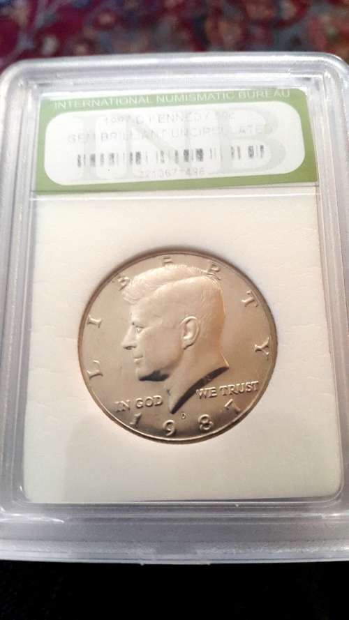 1987 D.KENNEDY 1/2 DOLLAR GRADED GEM BRILLIANT UNCIRCULATED BY INB