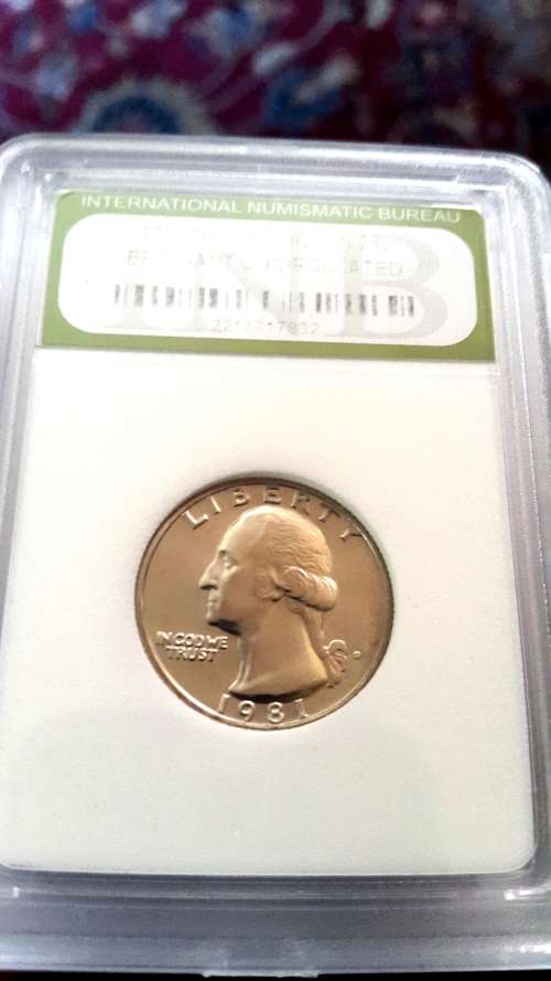 1981 D.WASHINGTON 1/4 DOLLAR GRADED BRILLIANT UNCIRCULATED BY INB