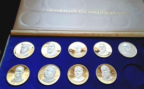 ANGLO BOER WAR GENERALS.  Ltd EDITION.  +- 40 GRAMS STERLING SILVER EACH X 9