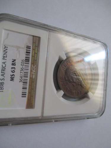 MS 63  1898 ZAR PENNY BY NGC