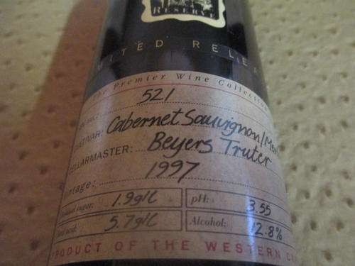 1997 BIN 521 - CABERNET SAUVIGNON / MERLOT - CELLARMASTER - BEYERS TRUTER