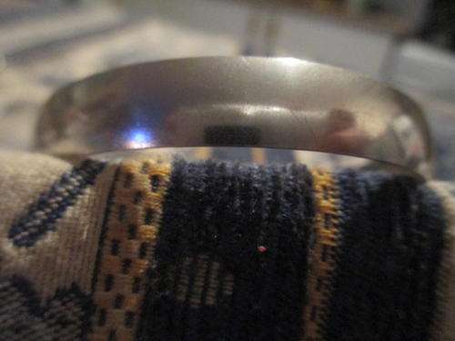 VINTAGE STERLING SILVER BANGLE- PRISTINE.  10 MM WIDTH, A HEAVY 16.2 GRAMS