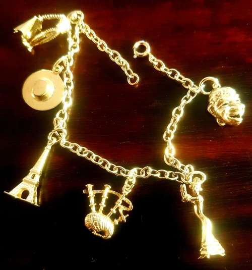 Sterling silver charm bracelet.