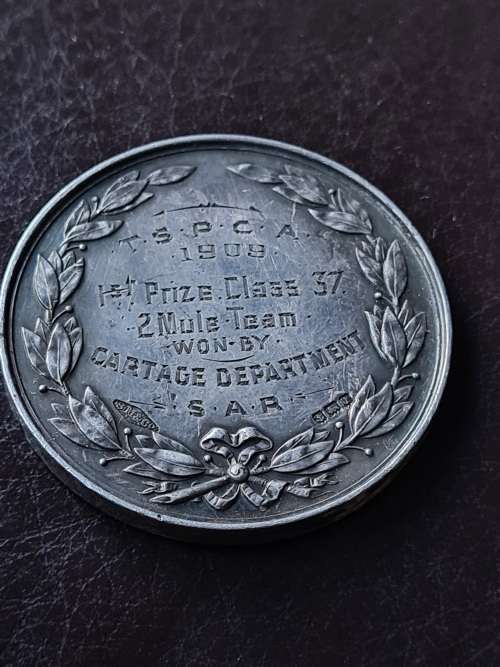 5 x Medals won by SOUTH AFRICAN RAILWAYS DURING 1906 - 1910.  A heavy 278.3 grams of sterling silver