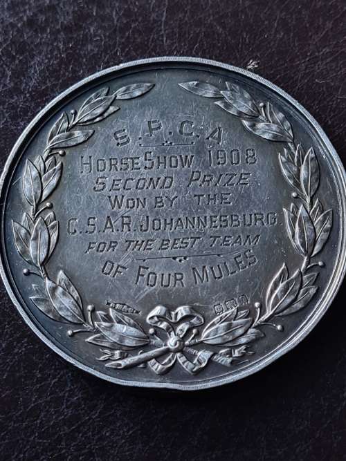 5 x Medals won by SOUTH AFRICAN RAILWAYS DURING 1906 - 1910.  A heavy 278.3 grams of sterling silver