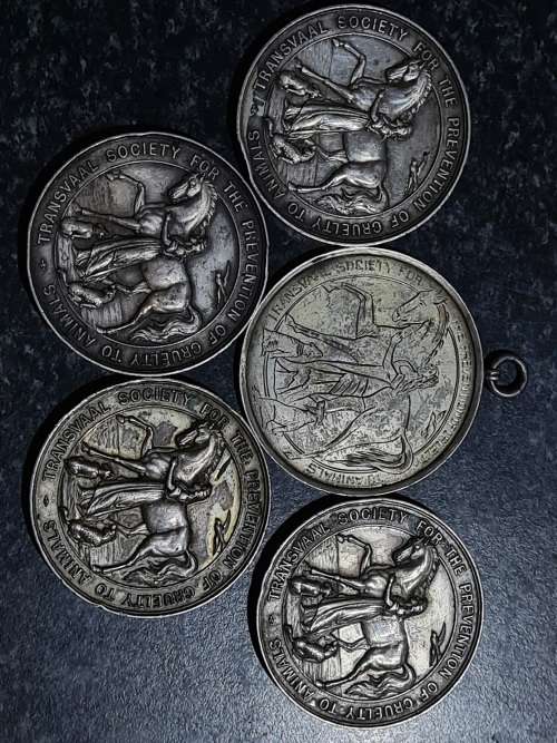 5 x Medals won by SOUTH AFRICAN RAILWAYS DURING 1906 - 1910.  A heavy 278.3 grams of sterling silver