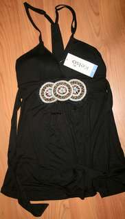 Kelso-Black beaded Racer back top - Size 8
