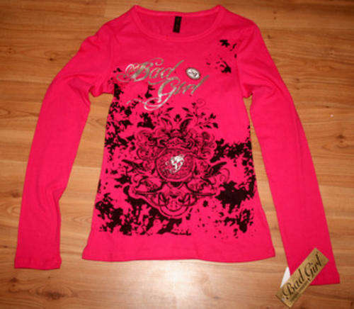 Bad Girl - Pink longsleeved Tee Shirt - size Small