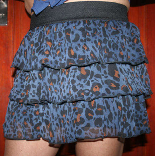 Free2bU - Blue Animal Print tiered Minishirt - size 6