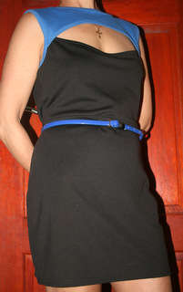 Free2bU - Black/Blue Cutout Detail Minidress - size 16