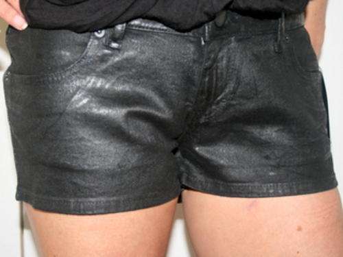 Free2bU - Black Cheeky Denim Shorts -Size 12  "HIP SIZE 82cm"