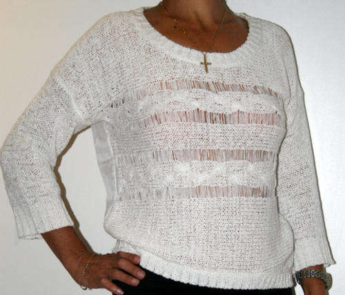 Free2bU - White Crochetted and Chiffon Jersey - size 14