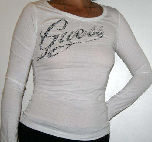 Guess  - White Long Sleeved Tee Shirt - size XSmall