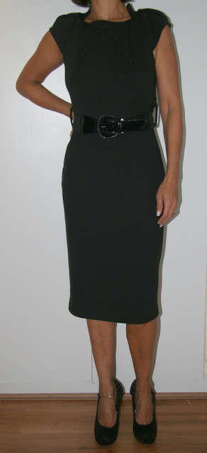 Kelso - Black Capped Sleeve Midi Dress - size 10