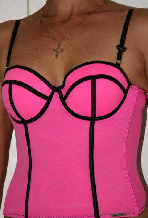 Sissy Boy - Pink Mesh Bustier - Size 34B