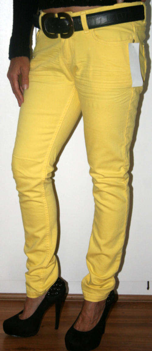 Kelso - Custard Skinny Jeans - size 14 Tall (36)