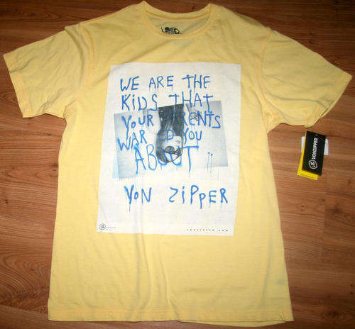 Von Zipper - Mens Yellow "grafitti" Tee Shirt - Size Large