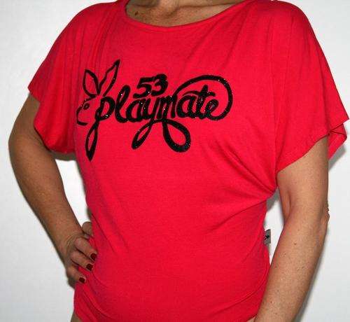 Playboy - Cerise - "Playmate 53" backless Tee Shirt - Size Medium