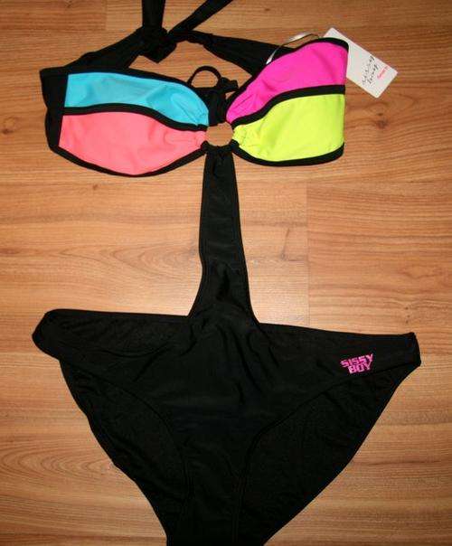 Sissy Boy - Black and Colour Block Monokini - Size 12