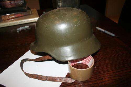 German Steel Helmet - Leather protective lining all intact and strap