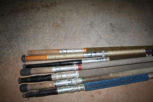 6 old school sea rods - eyelets and the wood sanding and varnish but else good