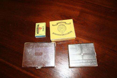 2 cigarette cases and a great old State Express Cigarette tin