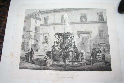 Etching of the Fontana delle Tartarughe or TheTurtle Fontain, 1837