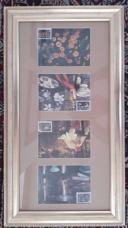SET OF 4 FRANS OERDER  POSTCARDS WITH STAMPS ON FRAMED