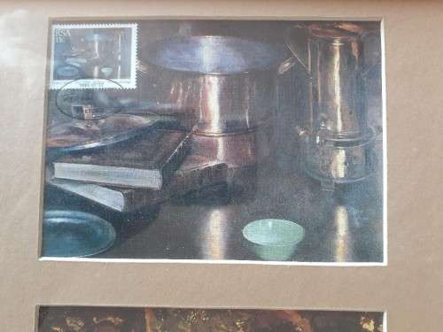 SET OF 4 FRANS OERDER  POSTCARDS WITH STAMPS ON FRAMED