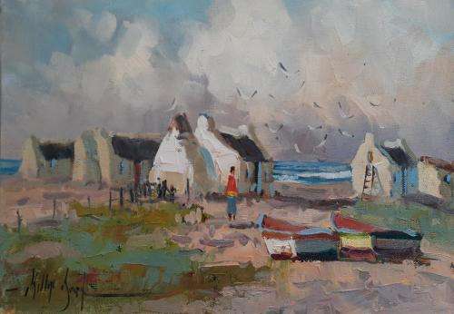 PHILLIP BRITZ  35 X 25 CM ARNISTON WESTERN CAPE OIL ON CANVAS ON BOARD