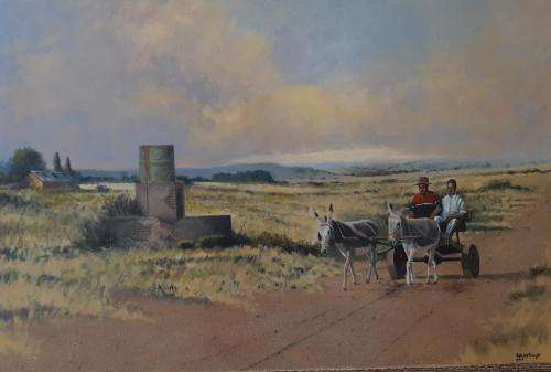 JOHAN KRUGER OIL ON CANVAS ON BOARD 122 X 80 CM