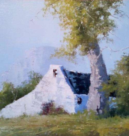 Neil janse van NIevenhuizen SIGNED oil on canvas on board 25 x 25 CM