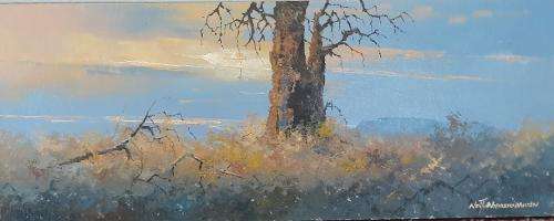 Neil janse van NIevenhuizen SIGNED oil on canvas on board 50 x 20 cm