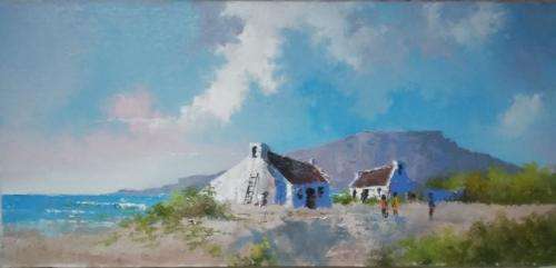 Neil janse van NIevenhuizen SIGNED oil on canvas on board 45 x 20 cm