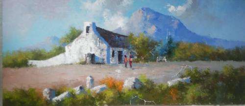 Neil janse van NIevenhuizen SIGNED oil on canvas on board 45 x 20 cm