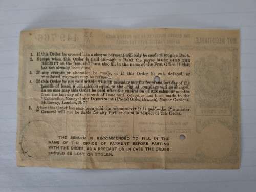 RARE Six pence british postal order