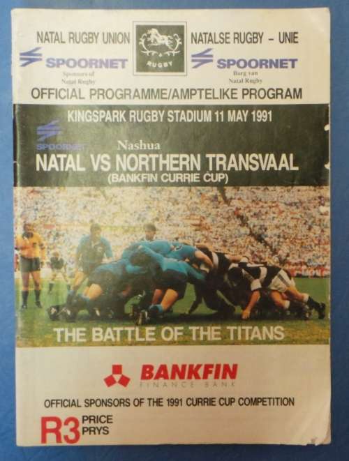 1991 NATAL vs NORTHERN TRANSVAAL - BANKFIN CURRIE CUP