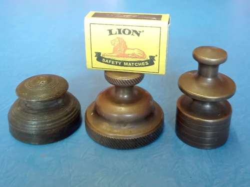 3 x VINTAGE BRASS WEIGHTS