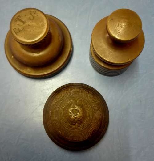 3 x VINTAGE BRASS WEIGHTS