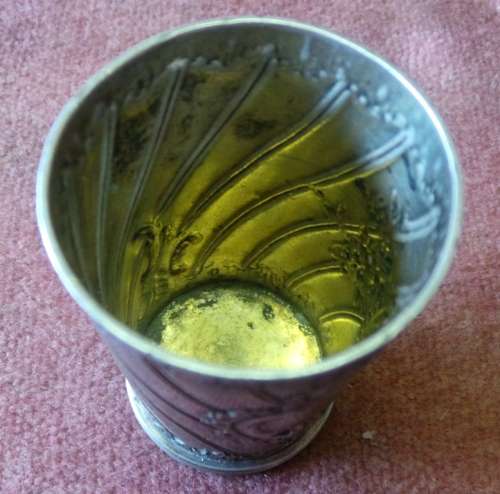 VINTAGE -  POSSIBLY GERMAN 800 SILVER SHOT GLASS. PLEASE READ CAREFULLY