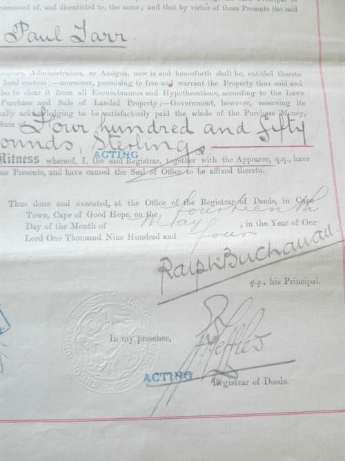 CAPE HOPE REVENUE x 2 ON DEED - 1904