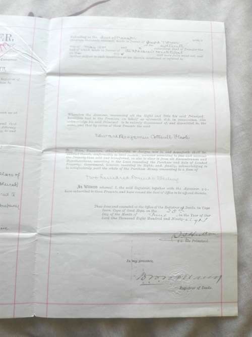 CAPE HOPE REVENUES  x 4 ON DEED - 1898