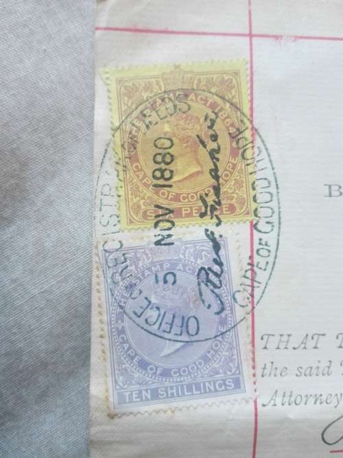 CAPE HOPE REVENUES  ON DEED - 1880 SIGNED BY SCANLEN