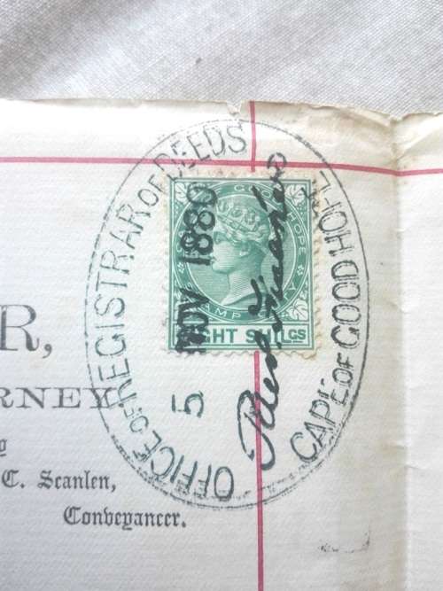 CAPE HOPE REVENUES  ON DEED - 1880 SIGNED BY SCANLEN