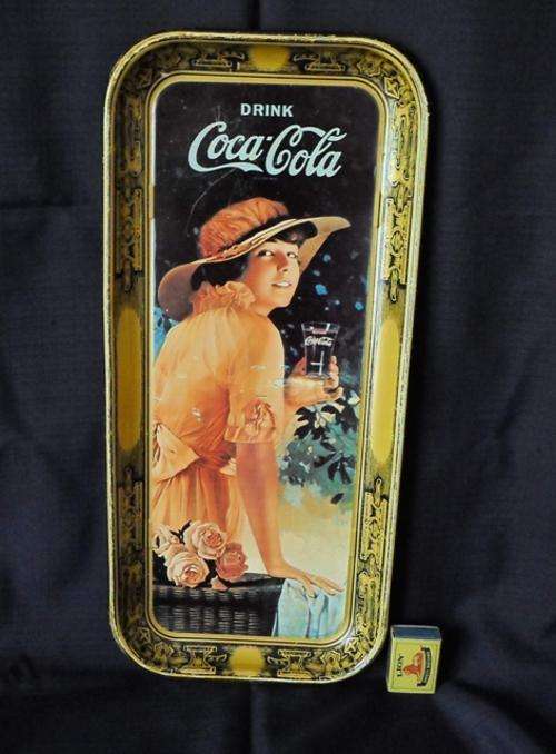 DRINK COCA-COLA (COKE) TIN SERVING TRAY * 1916 WORLD WAR I GIRL * NOT SURE OF AGE